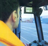 Screen in tug driver's cab.